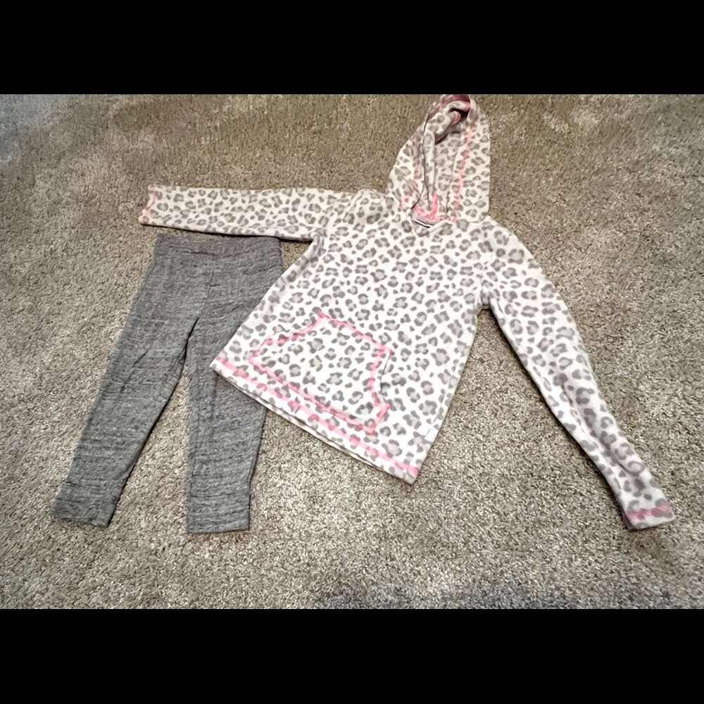 Fleece hoodie and gray pants
